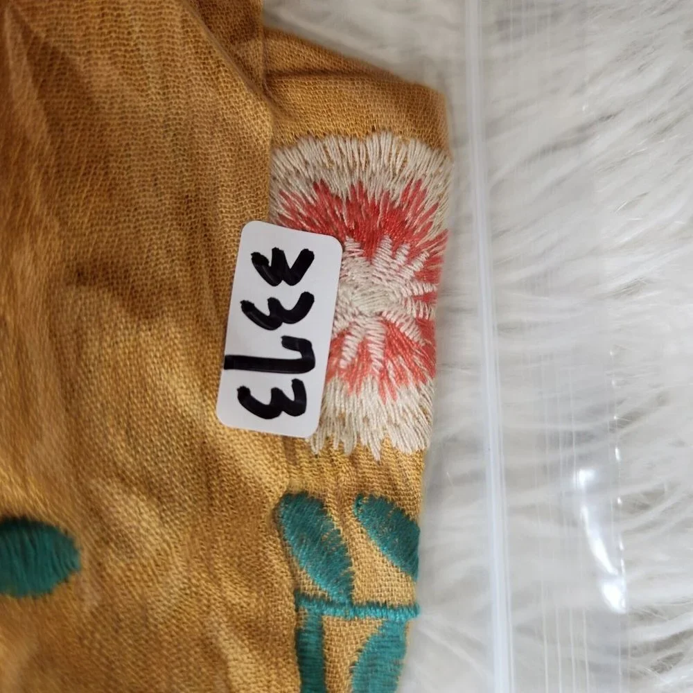 Umgee Mustard Yellow‎ Floral Embroidered Kimnono Cardigan Sz S/M Boho Cottage - Picture 14 of 15